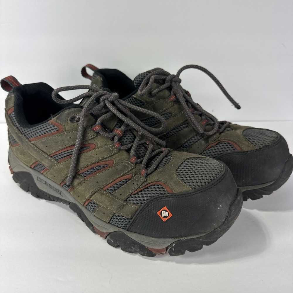 Merrell Work Shoes Mens 12 M Moab Vertex Vent Comp Toe Oil Slip Resistant J11121